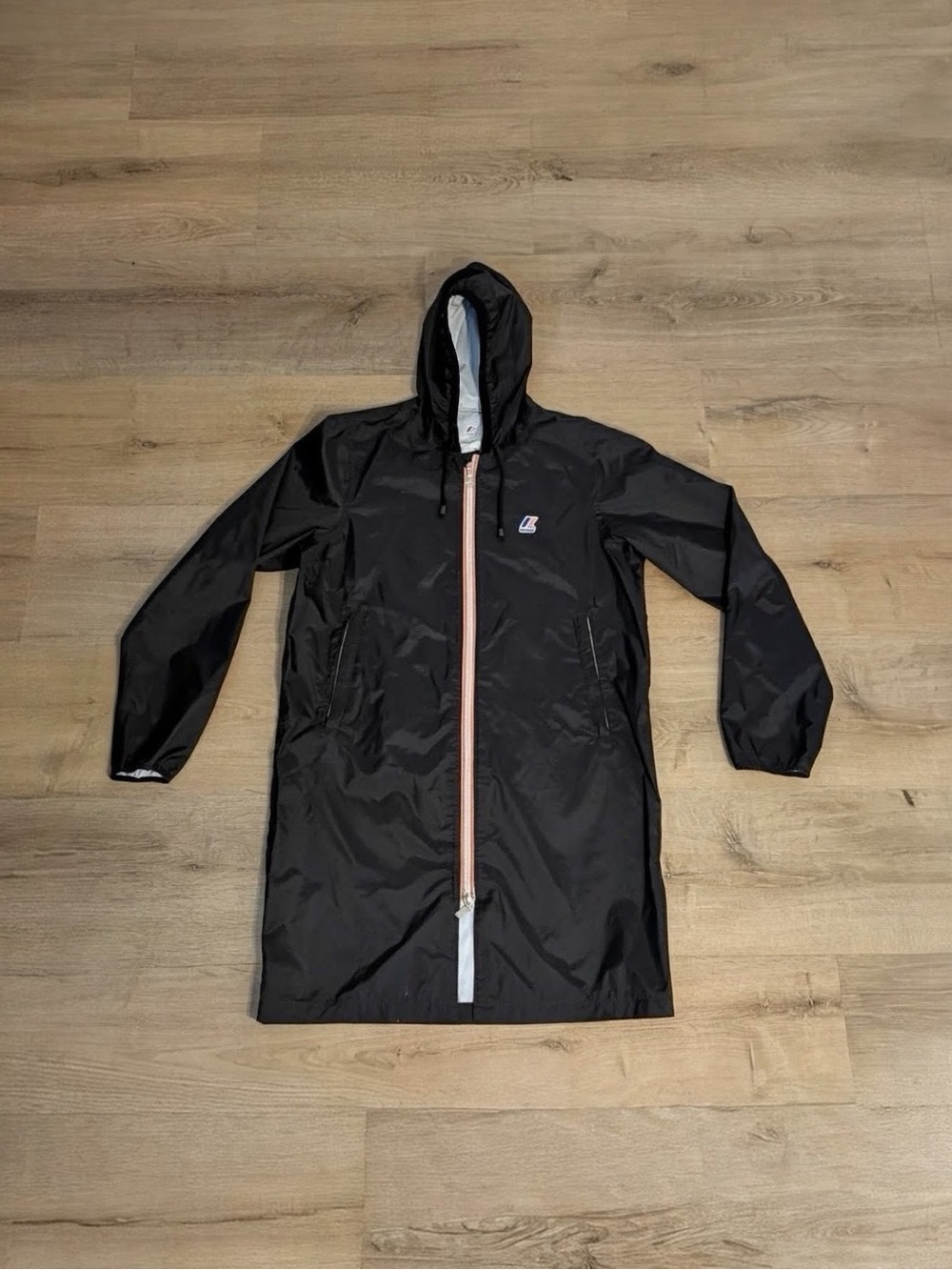 K-Way Women's Black Longline Rain Jacket Parka Small